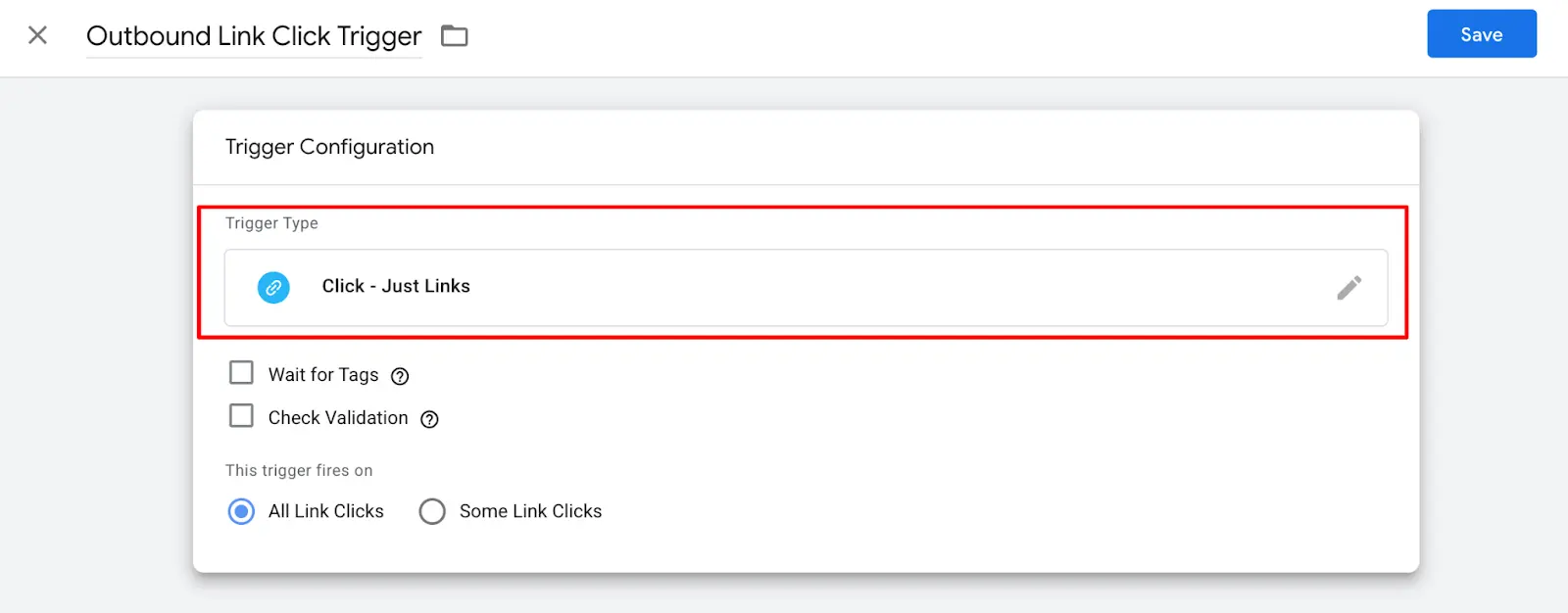 Step 3: Create the Outbound Link Click Trigger
