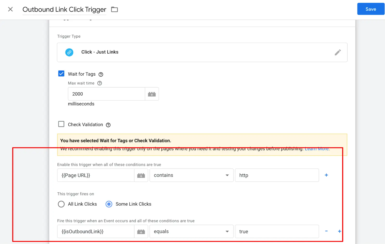 Step 3: Create the Outbound Link Click Trigger

